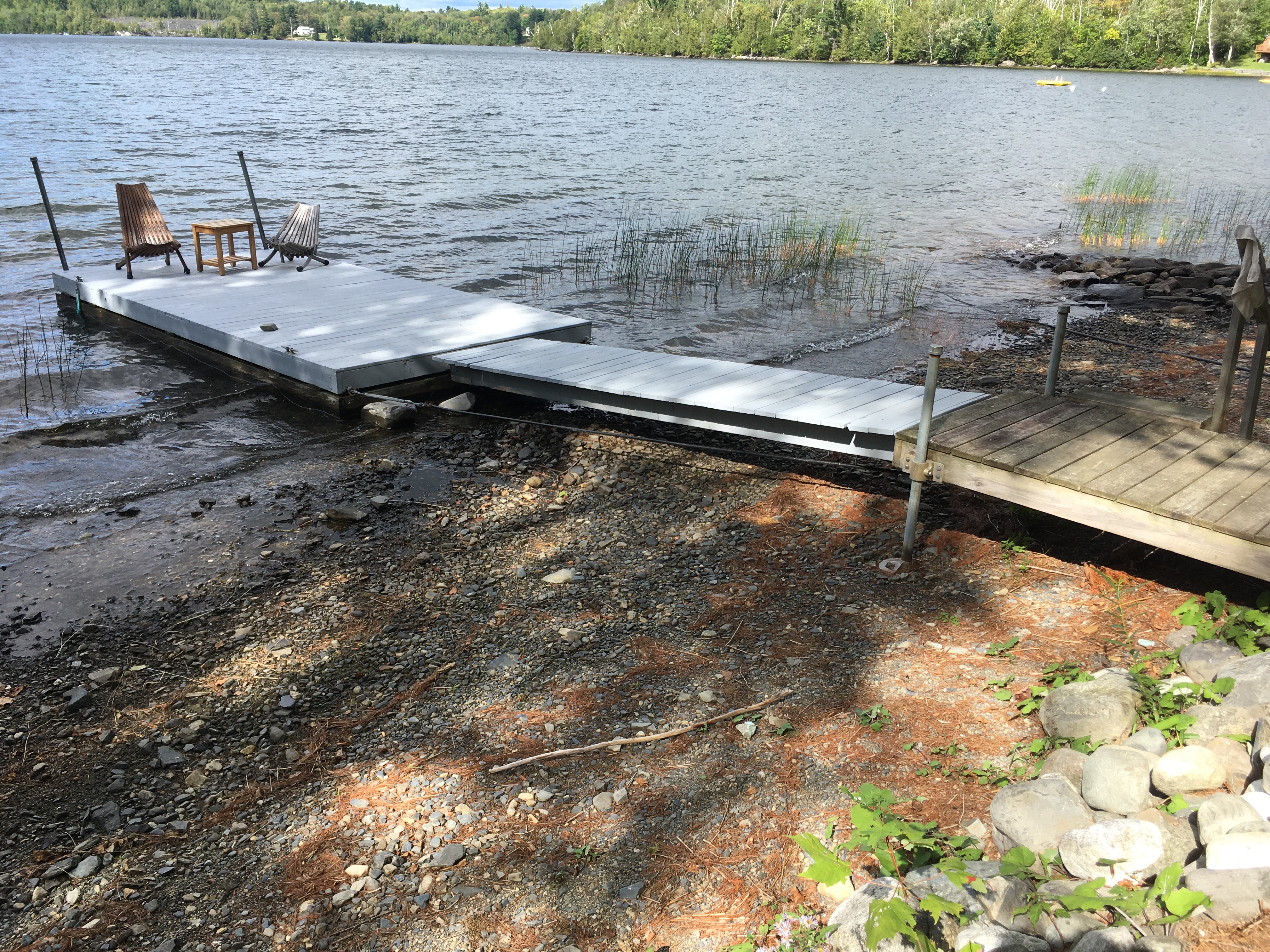 dock on lake with low water level