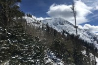 photo of snow-covered Hahn's Peak in Colorado